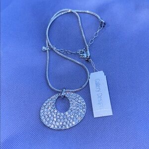 Gallery Design Silver Necklace with Crystal Pendant